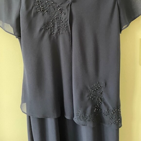 Tradition  - VTG  -  NWT-  floor length chiffon dress  - blue w jacket size 12P - Picture 9 of 11